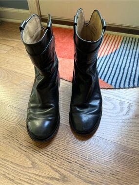Frye Black Leather Ankle Boots